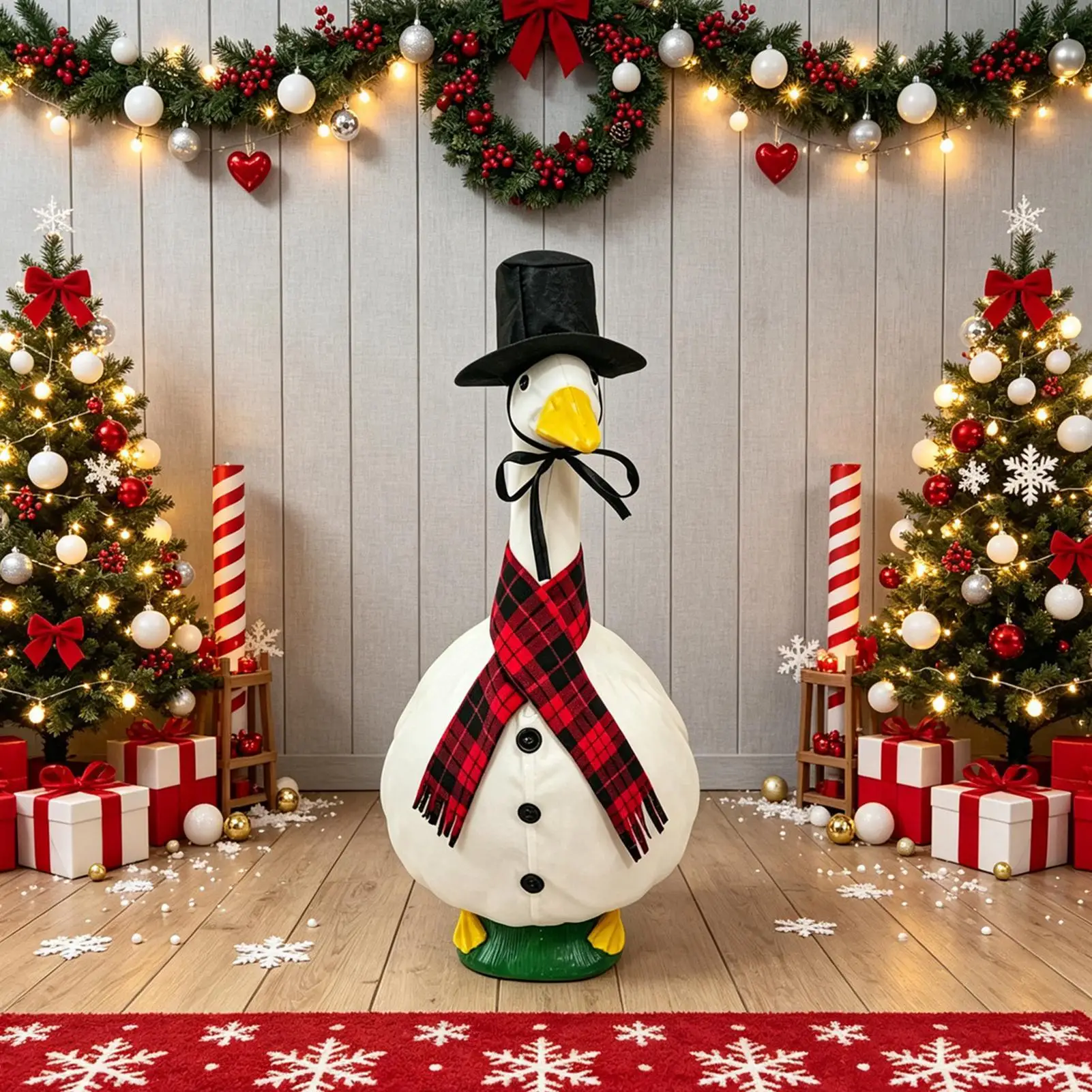 Porch Goose Outfits Christmas 3 Piece Cute Snowman Costume With Hat Winter Porch Goose Outfit For 23 Inch Statue Outdoor Garden