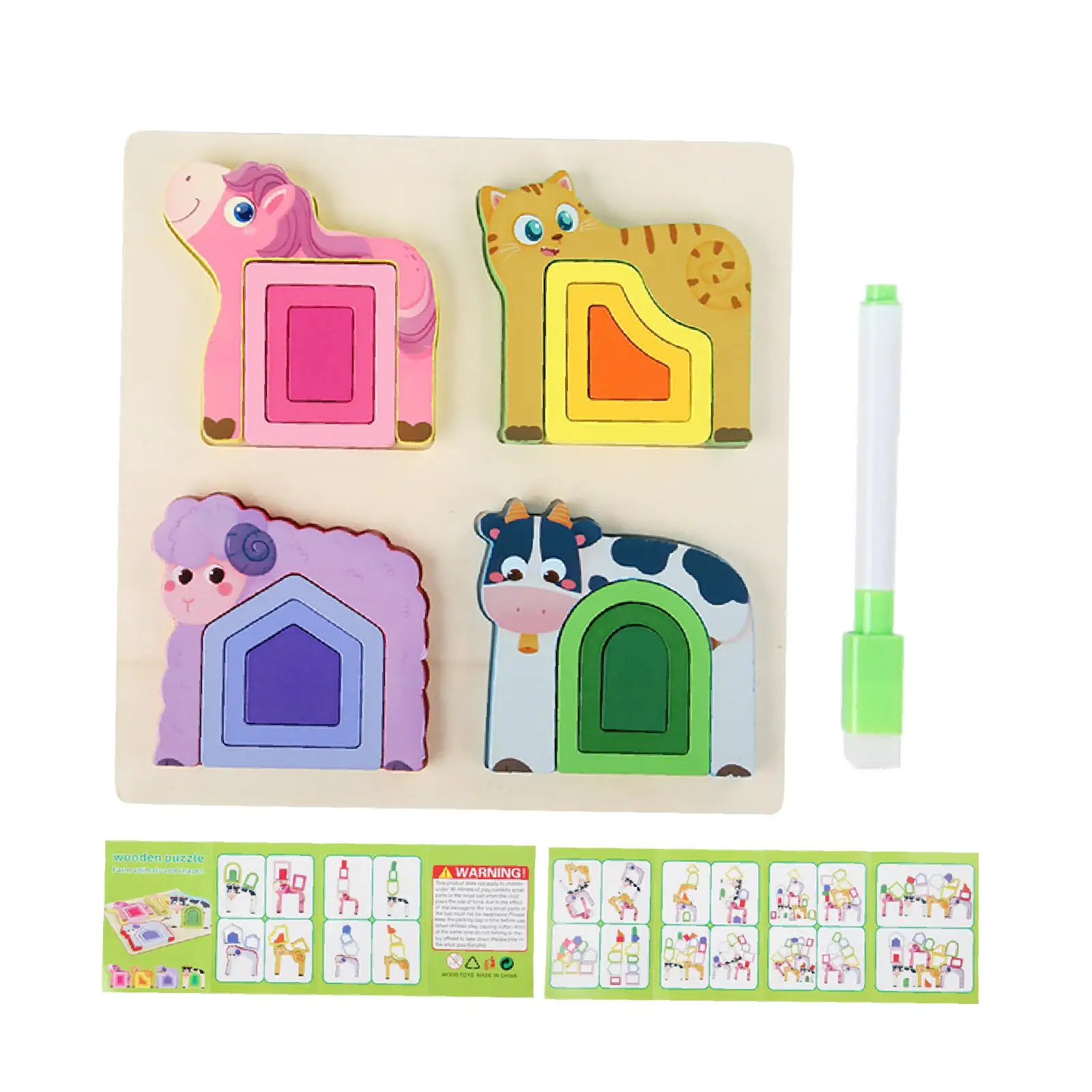 

Wooden Jigsaw Puzzle Games Early Learning Educational Toys Developmental Games for Baby Toddlers 1 2 3 Year Old Girls Boys Kids