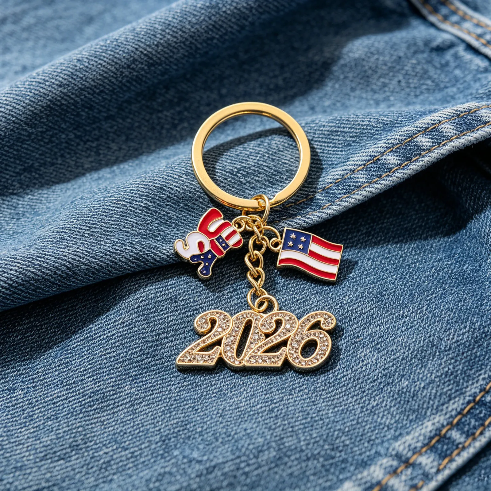5Pcs Flag Keychains Patriotic Independence Day Party Favors Memorial Day Travel Souvenirs American Flag Metal Key Rings