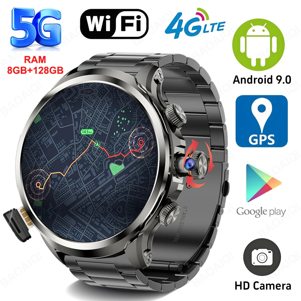 

Полная сеть 5G/4G Смарт-часы 1,95 дюйма 680*680 AMOLED-экран HD Видеозвонок 8 ГБ + 128 ГБ ОЗУ Смарт-часы Google Play WIFI GPS-часы