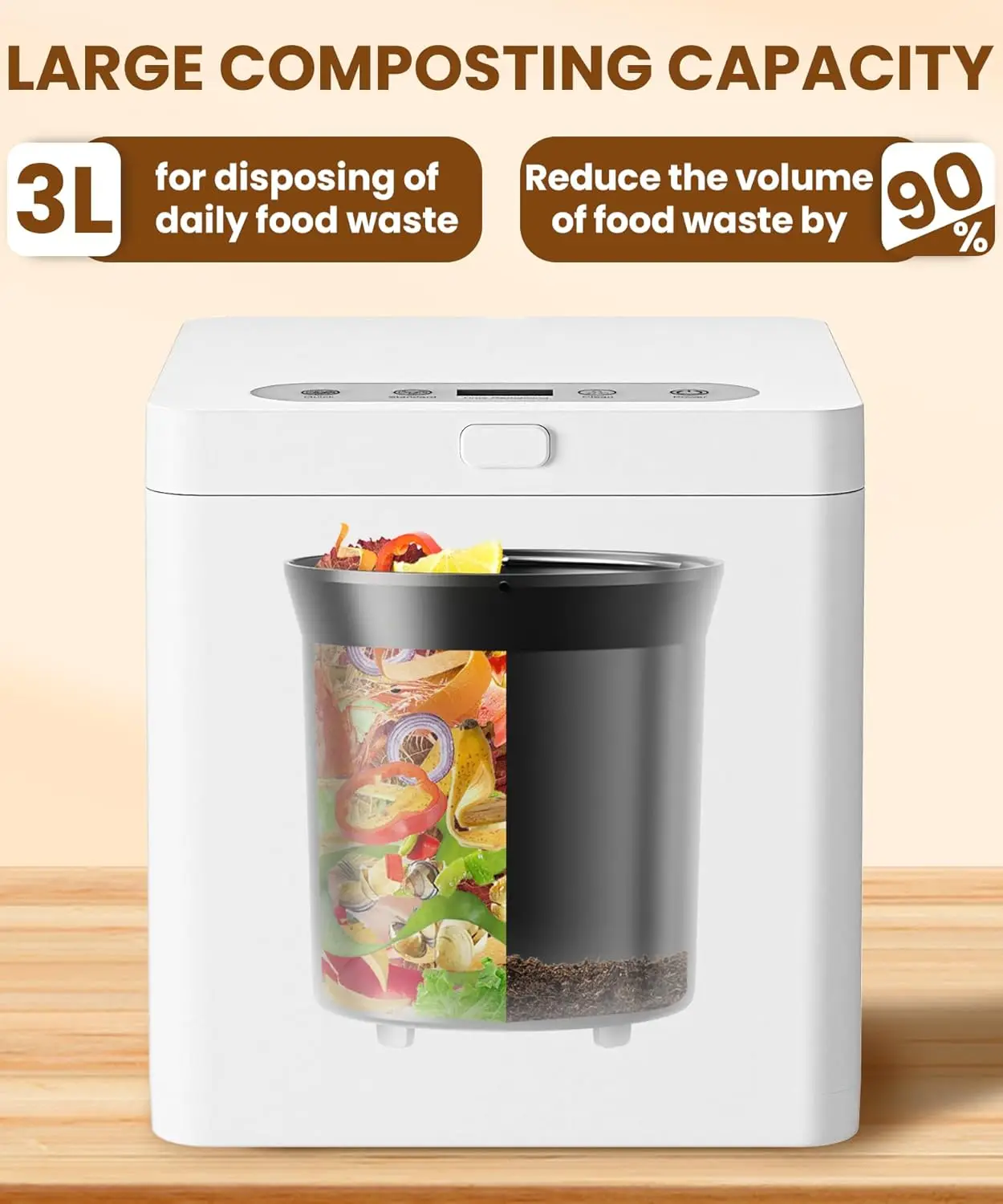 Smart odorless electric composter 4-6H continuous garbage disposal for home garage kitchen self-cleaning fast food processor