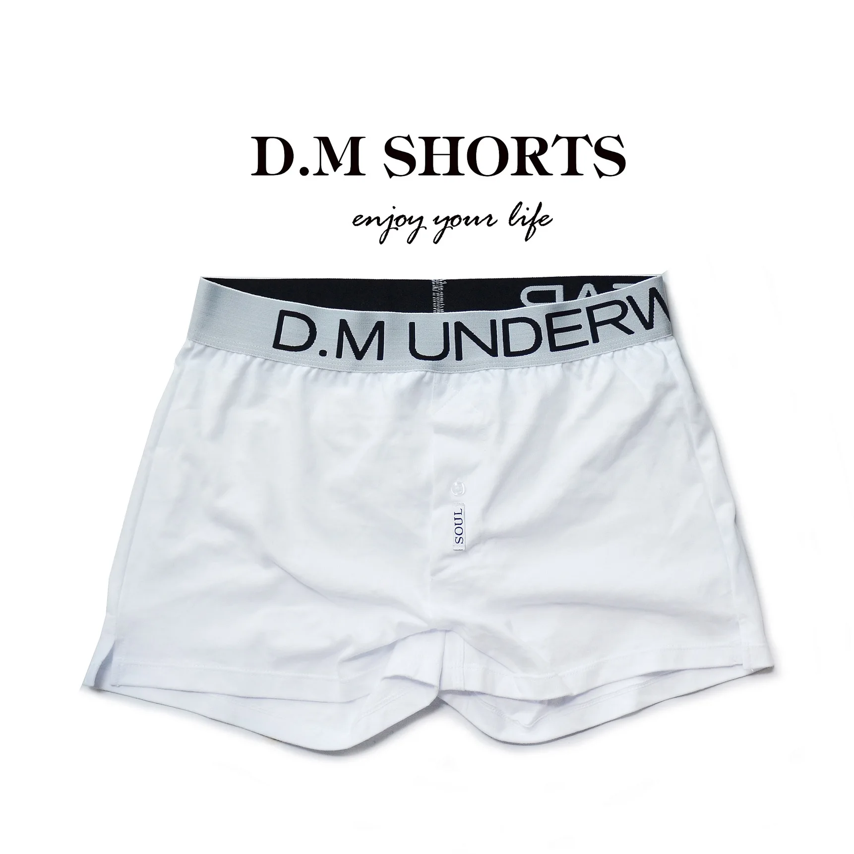 D. M Men's Underwear Sexy Letter Waistband Solid Simple Basic Bottom Arro Pants Home Sleeping Pants Button Flat Corner