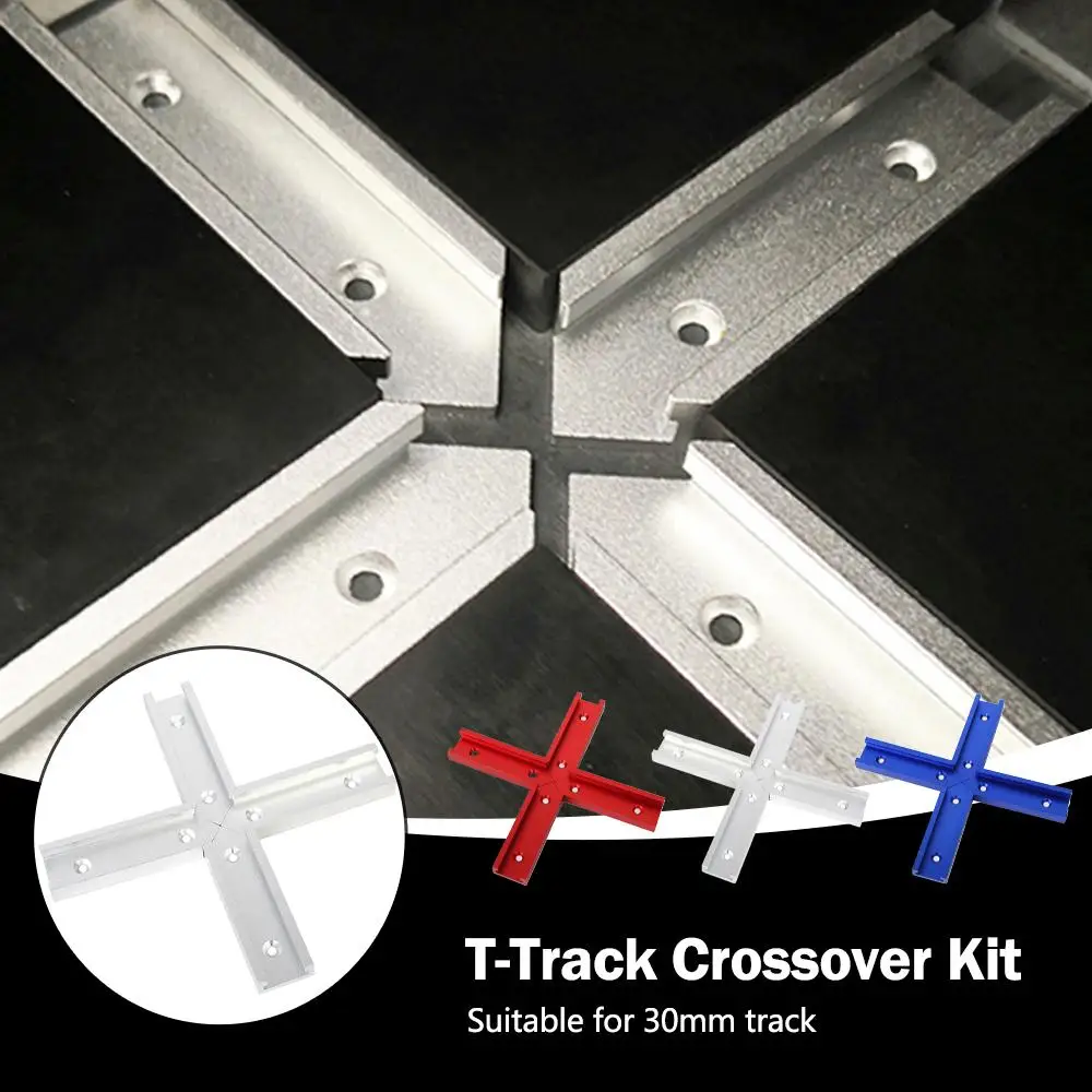 30 T-shaped Track Crossing Kit Aluminum T-groove Oblique Joint Table Fixture T-shaped Track Cross Fixture Woodworking Tool