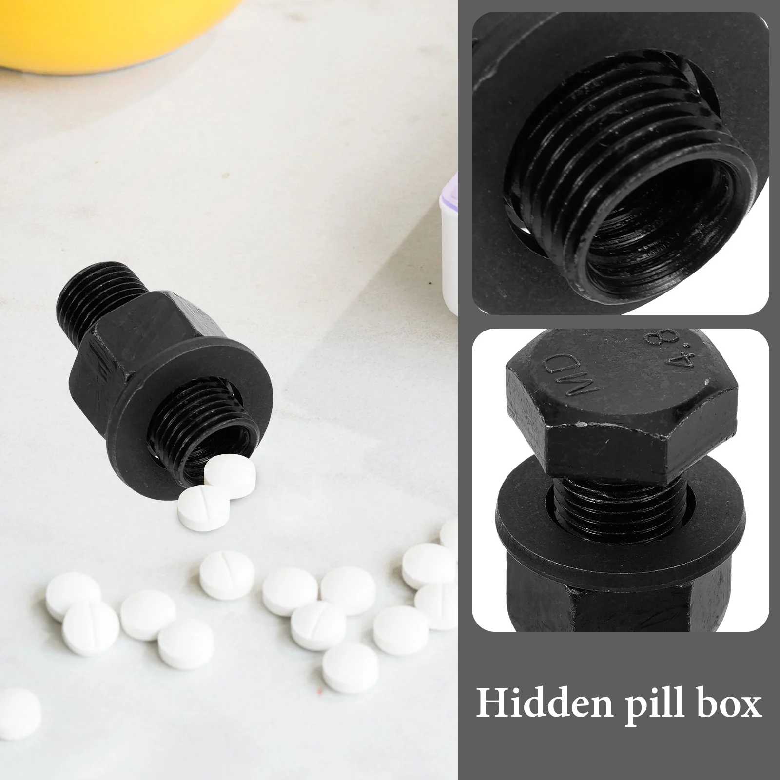 Caja de dinero con tornillo para botella de medicina, contenedor de pastillas pequeño de acero al carbono, almacenamiento oculto, decoración