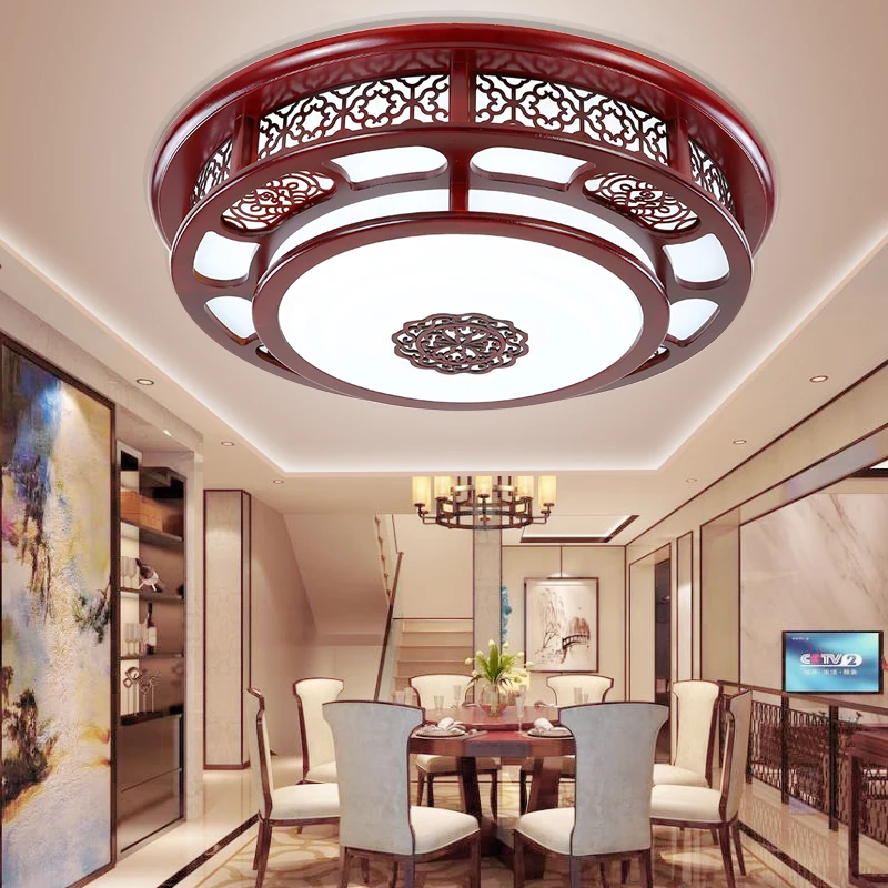 New Chinese ceiling lamp rotunda Chinese style solid wood office large size lamp living room main lamp headlamp