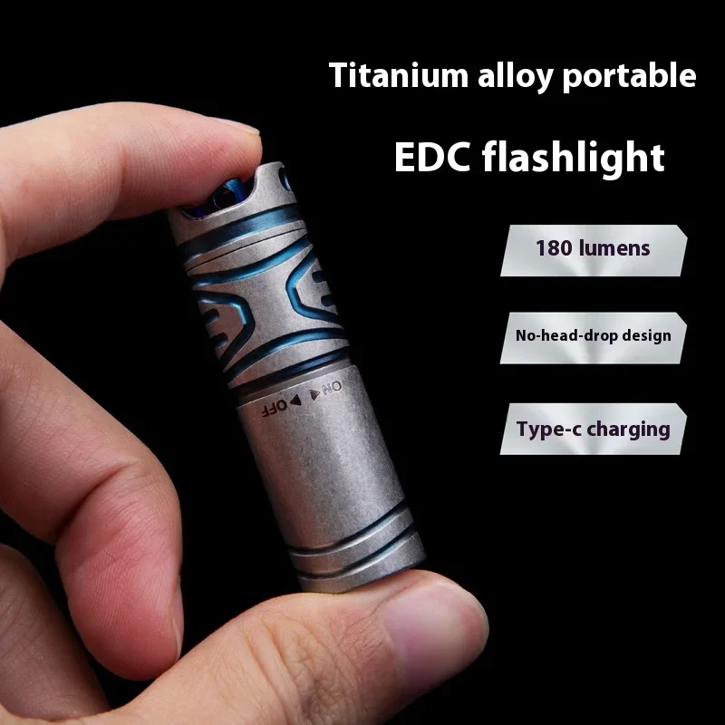 

NEW Rechargeable Titanium Alloy Mini Flashlight Waterproof LED Lithium Battery Keychain Portable EDC Personal Outdoor Tool