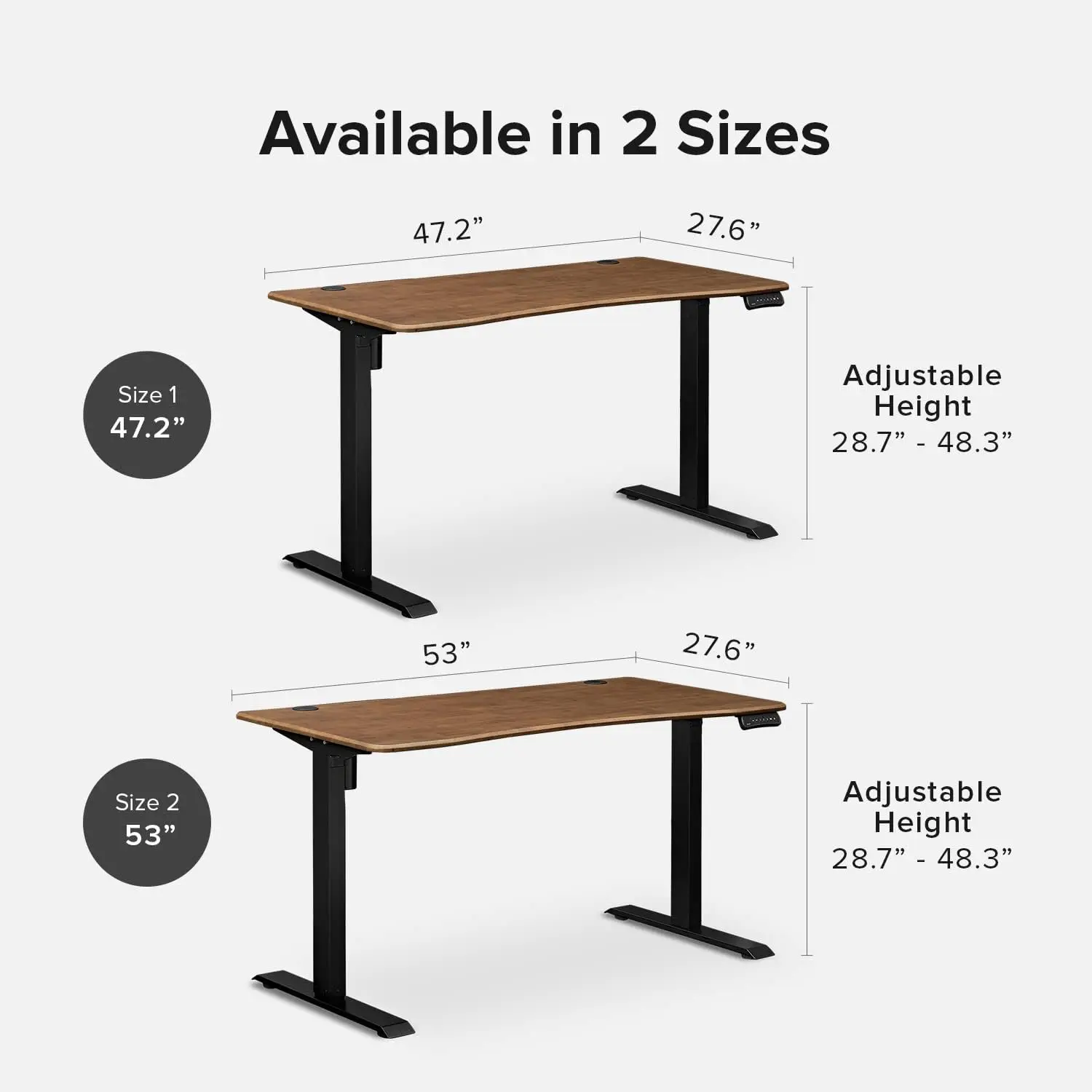 Solid Wood Sterling Electric Height Adjustable Standing Desk, Sit Stand Desk, 3 Adjustable Memory Setting and Stand Alarm