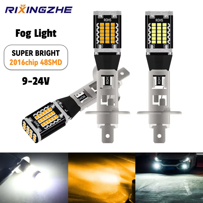 

2Pcs H1 LED Fog light 9-24V Headlight Bulb LED Lights Super Bright Powerful Fanless Daytime Running Light Car Accessories DRL