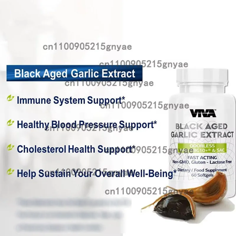 

Non GMO Natural Black Garlic Dietary Supplement - 60 Vegetarian Capsules Immune Health Support