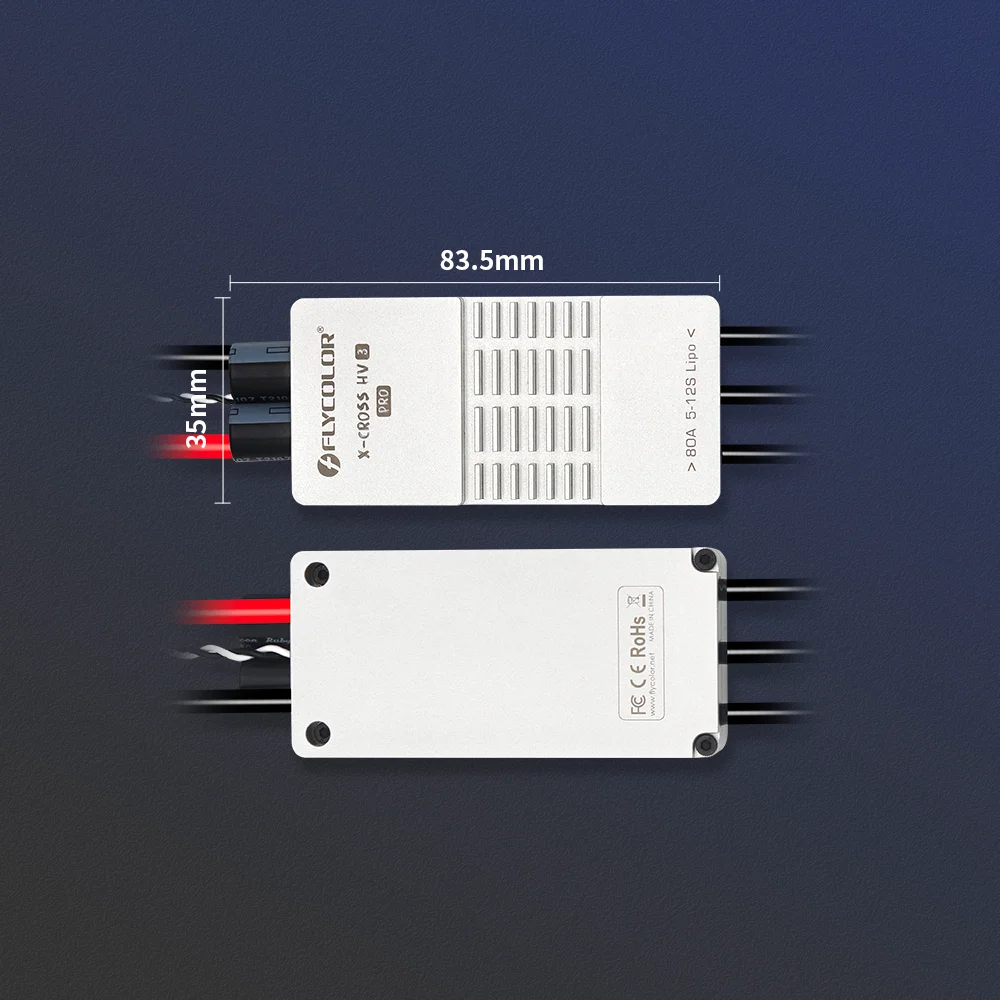 Flycolor X-CROSS HV3 PRO 80A 200A ESC 5-12S BLHeli-32 Dshot Proshot 64MHz ARM 32-Bit Speed Controller for RC FPV Racing Drone