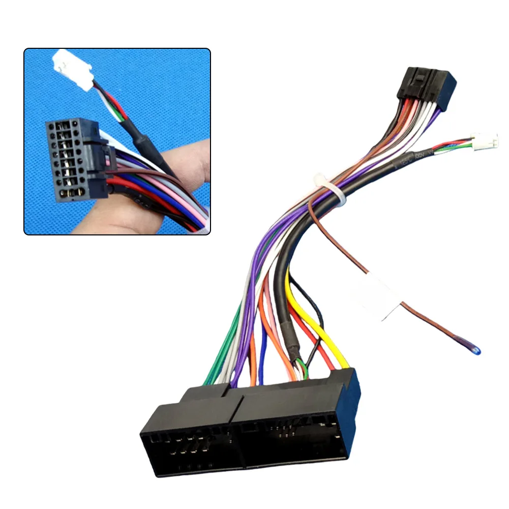 Car Stereo Power Cord 16 Pin Wiring Harness for Android Auto Adapter Fit For Hyundai Sonata 2009 2014 Veloster 2011 2017 Black