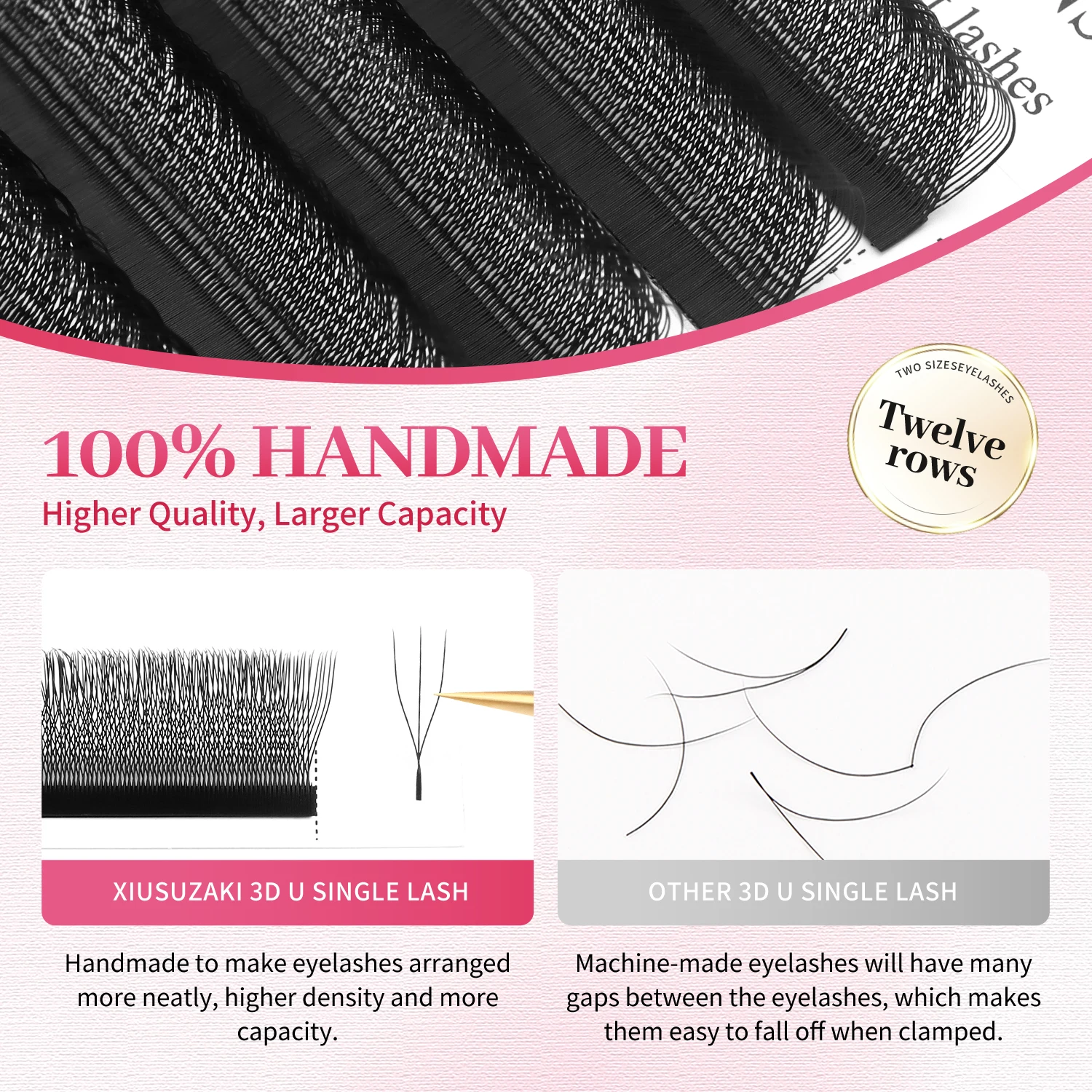 XIUSUZAKI U Estensioni ciglia 3D Ventole di volume preconfezionate Ciglia a forma di U 3D W Estensioni ciglia finte individuali Strumenti per il trucco di bellezza