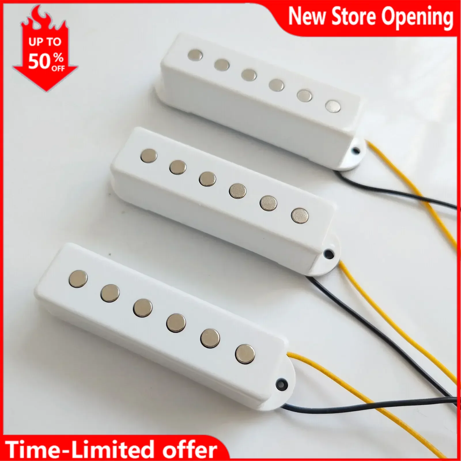 

Set of Three Single Coil Pickups White Vintage Square for 62 Jaguar Guitar Replacement parts