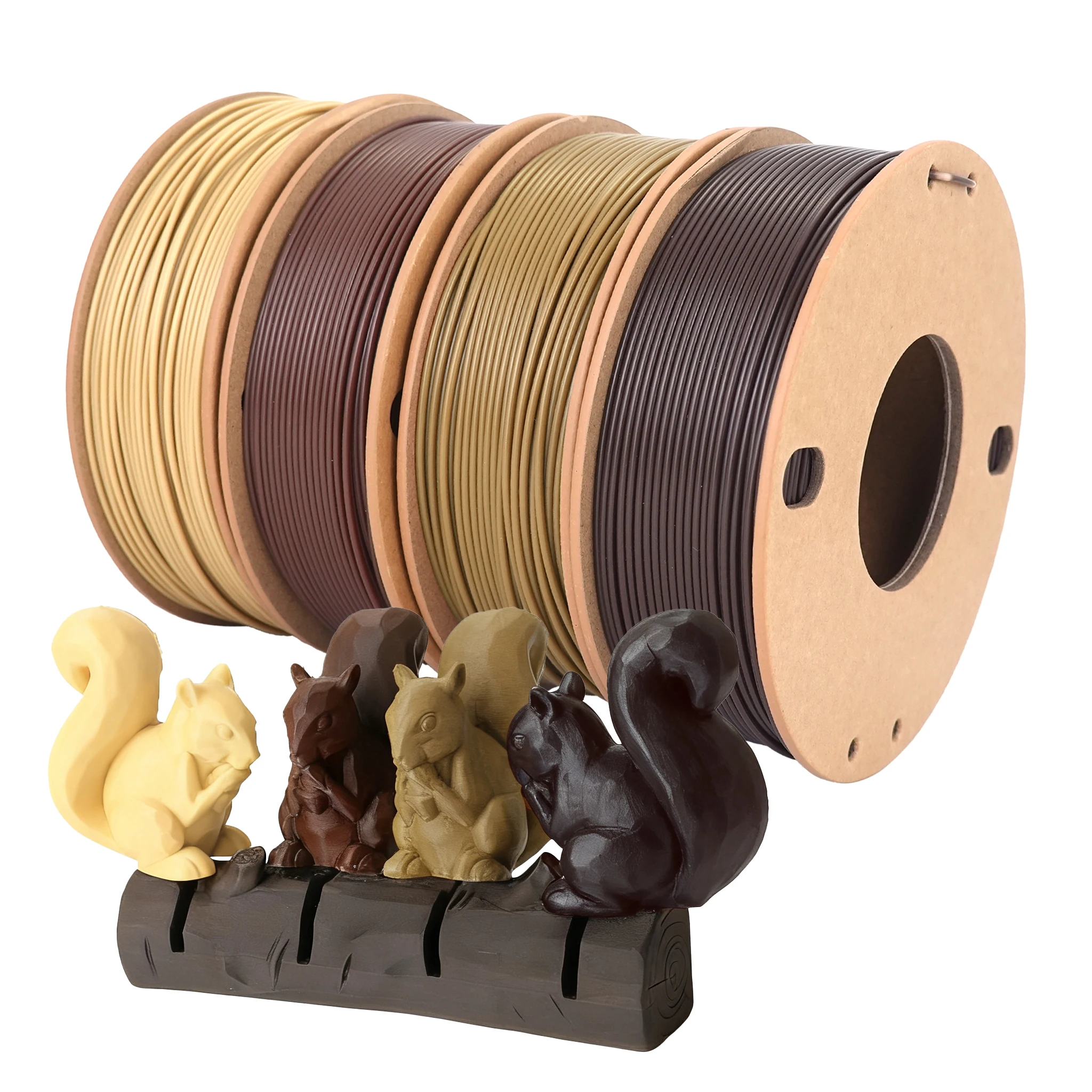 

PLA Filament Bundle 3D Printer Filament Wood Sets,Walnut,Cherry,Bamboo,Ebony,3D Printing Filament,PLA Filament 1.75mm,250g*4