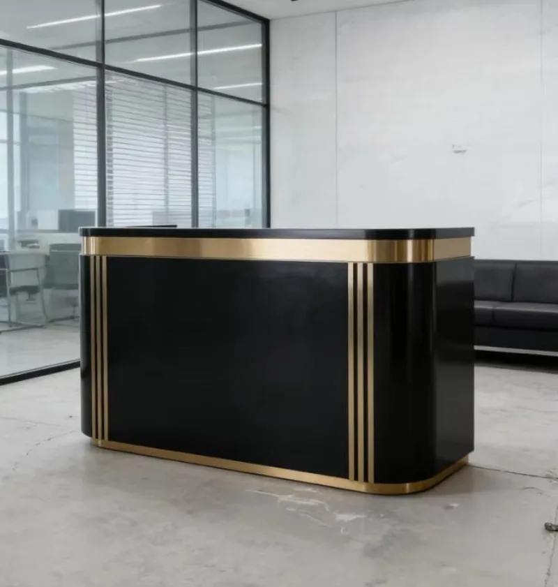Modern White Small Wood Adjustable Height Durable Front Desk Front Desk for Beauty Salons Barber Shop Hotel Spa Hospital