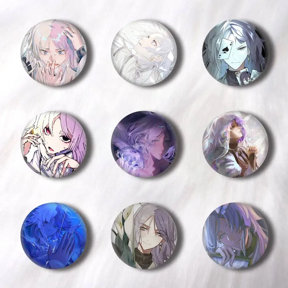 Anime s-Sigma süße Anstecknadeln, runde Laser-Abzeichen, Broschen, Kleidung, Rucksack-Accessoires