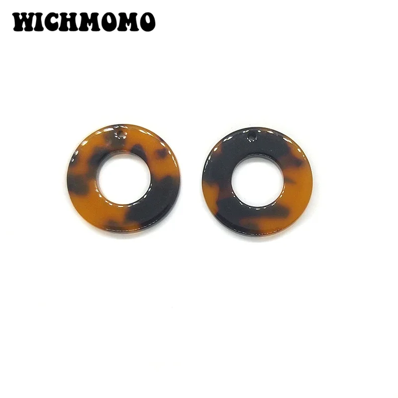 Fashion 6 Pieces 22mm High Quality Round  Acetic Acid Resin Smooth Charms Connectors for DIY Earring Jewelry Accessories