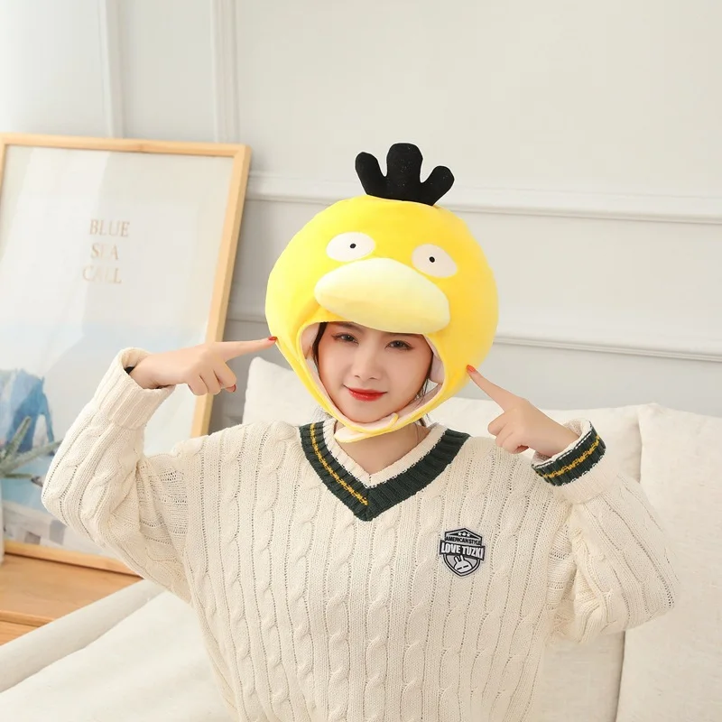 Poket Monster Cartoon Psyduck Squirtle Snorlax Plush Hat Winter Ear-Covered Windproof Hat Cap Creative Headgear Cos Headwear