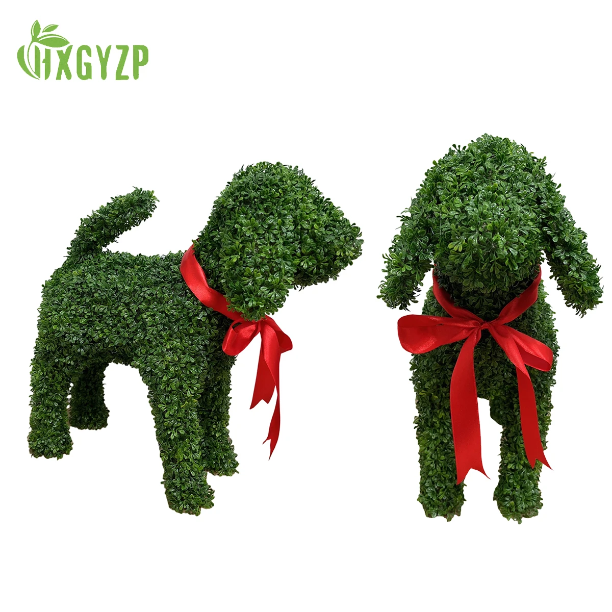 

HXGYZP Puppy Artificial Plants Cute Dog Green Leaves Red Ribbon Home Decoration Porch Garden Indoor Outdoor Ornament Plant