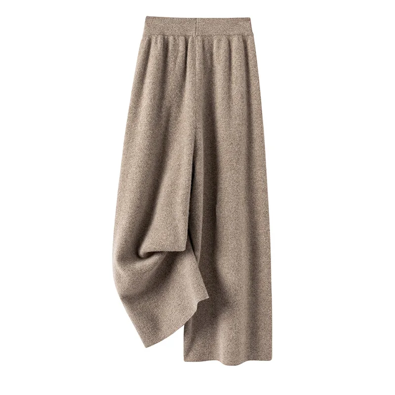 سراويل نسائية محبوكة من الصوف الأسترالي 100% مريحة وفضفاضة بأرجل واسعة ماركة ATTYYWS سراويل نسائية من الصوف بثمانية أرباع رائجة البيع