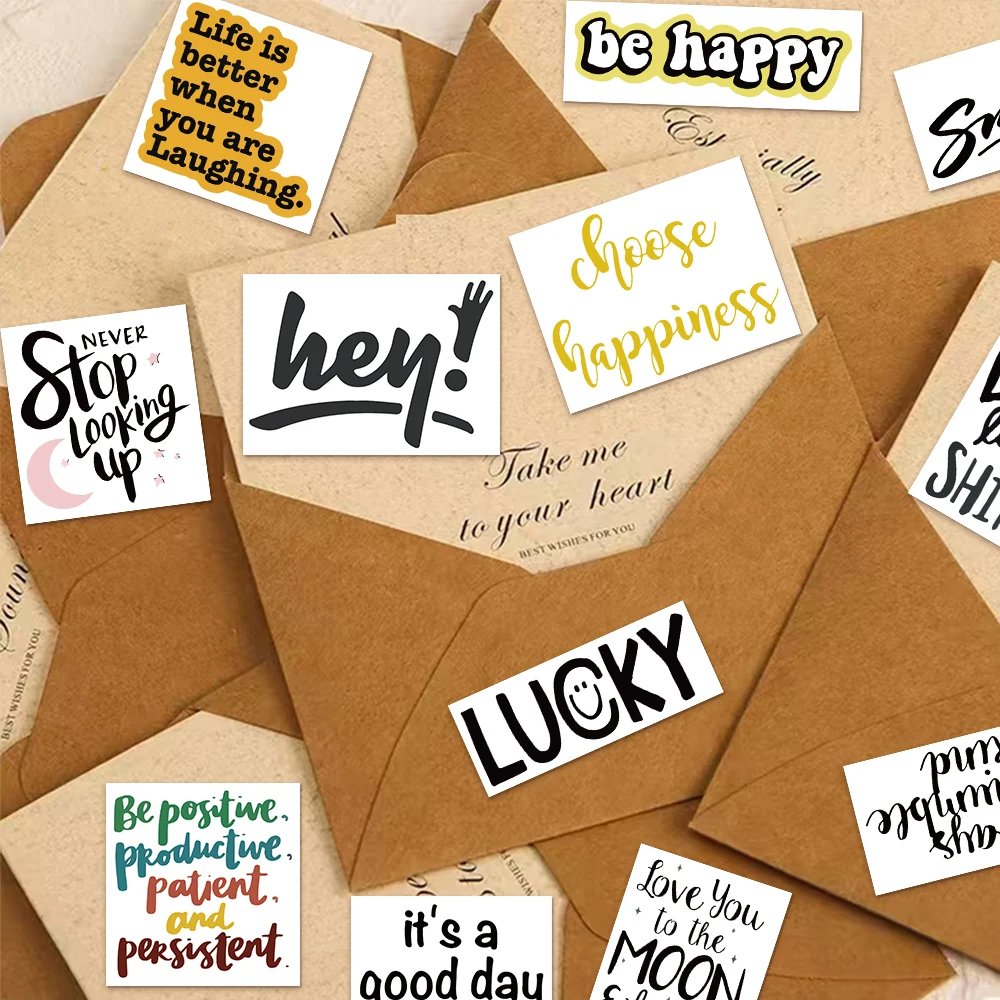 50PCS Creative English Label Slogans Graffiti Stickers DIY Luggage Skateboarding Motorcycle Waterproof Stickers