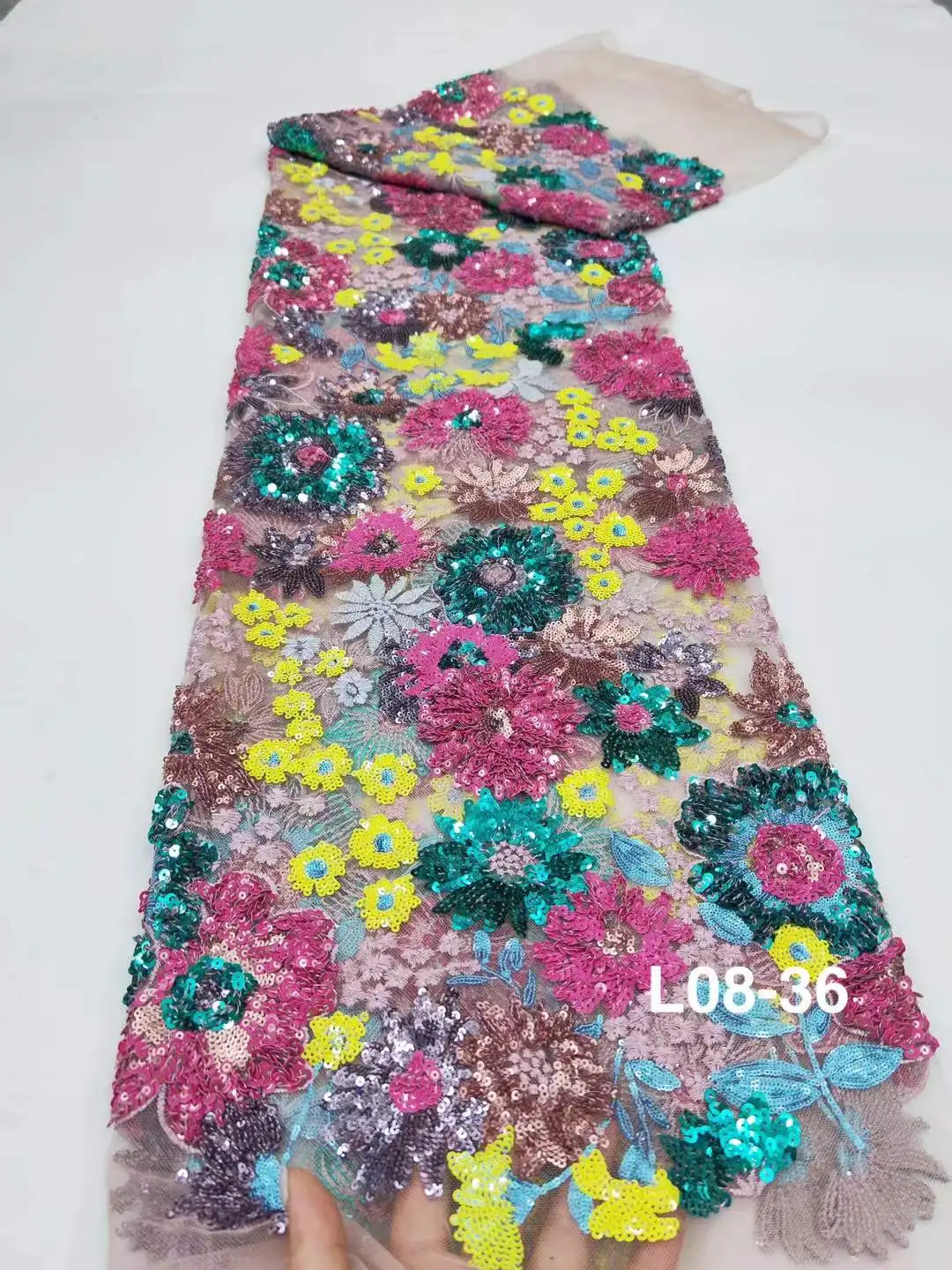 

Top quality Multi-color sequins embroidered Lace, French tulle net,Sequined African Fabric Lace, Party dresses .Weddings,