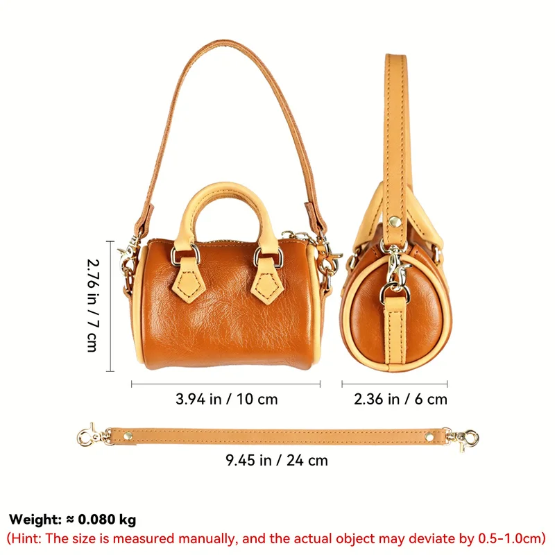 Soft Leather Women'S Crossbody Bag Top Layer Cowhide Exquisite Handbag Daily Travel Mobile Phone Bag Mini Small Bowling Bag