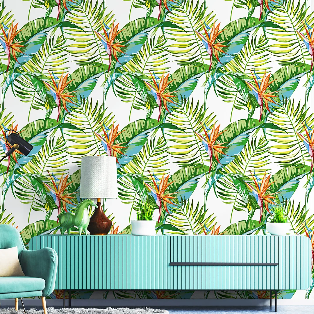Tropical Rainforest Green Leaf Sofa Background Wall Wallpaper Southeast Asian Style Living Room Bedroom Home Decor Thick Plant W
