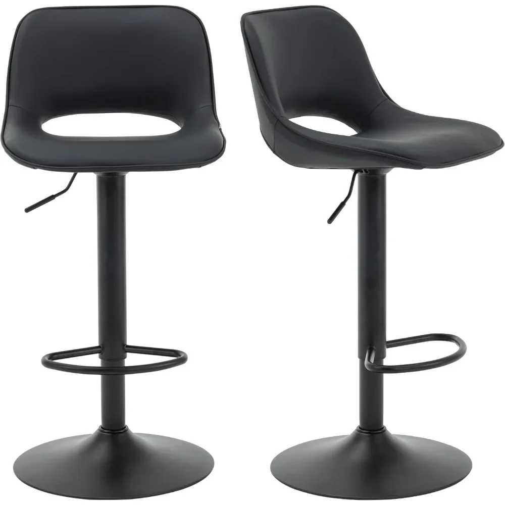 

Bar Stools Set of 2, Modern Swivel Barstools, Adjustable Counter Bar Stools, Faux Leather Upholstered Bar Stool with Hollow Back