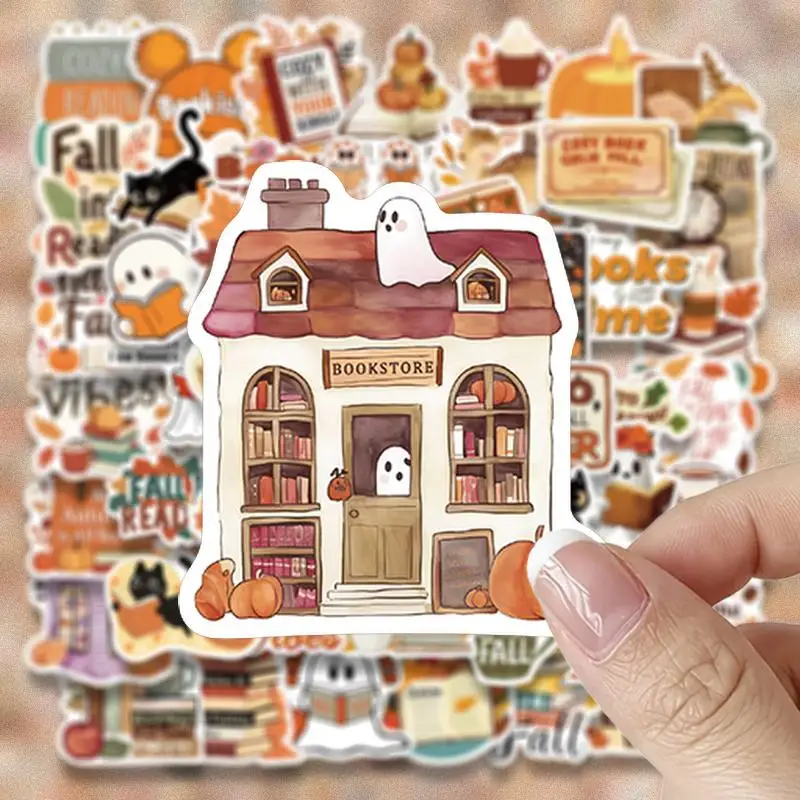 50pcs Healing Autumn Bookish Stickers for Daily Journal Decoration By Avid Readers, Laptop Decals, Vintage Stickers,Scrapbooking