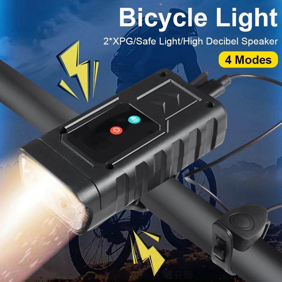 

Велосипедный фонарь, фара XPG, USB перезаряжаемый фонарик с звуковым сигналом, MTB, дорожная велосипедная лампа, дисплей мощности, аксессуары для велосипеда