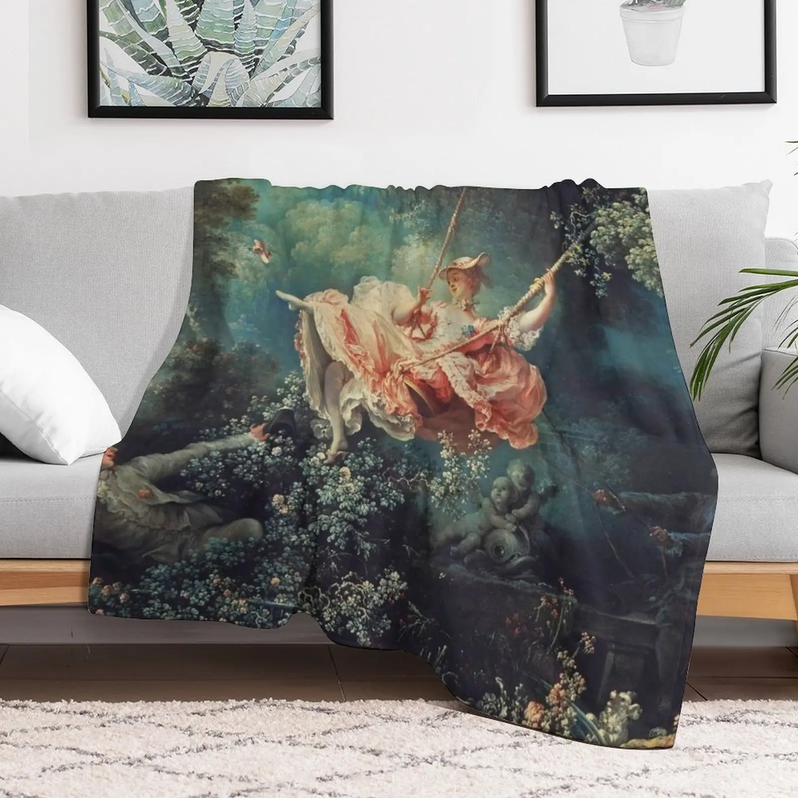 Jean-Honor?? Fragonard - The Swing (L'Escarpolette) (1767) Throw Blanket Hairy For Sofa Thin Blankets