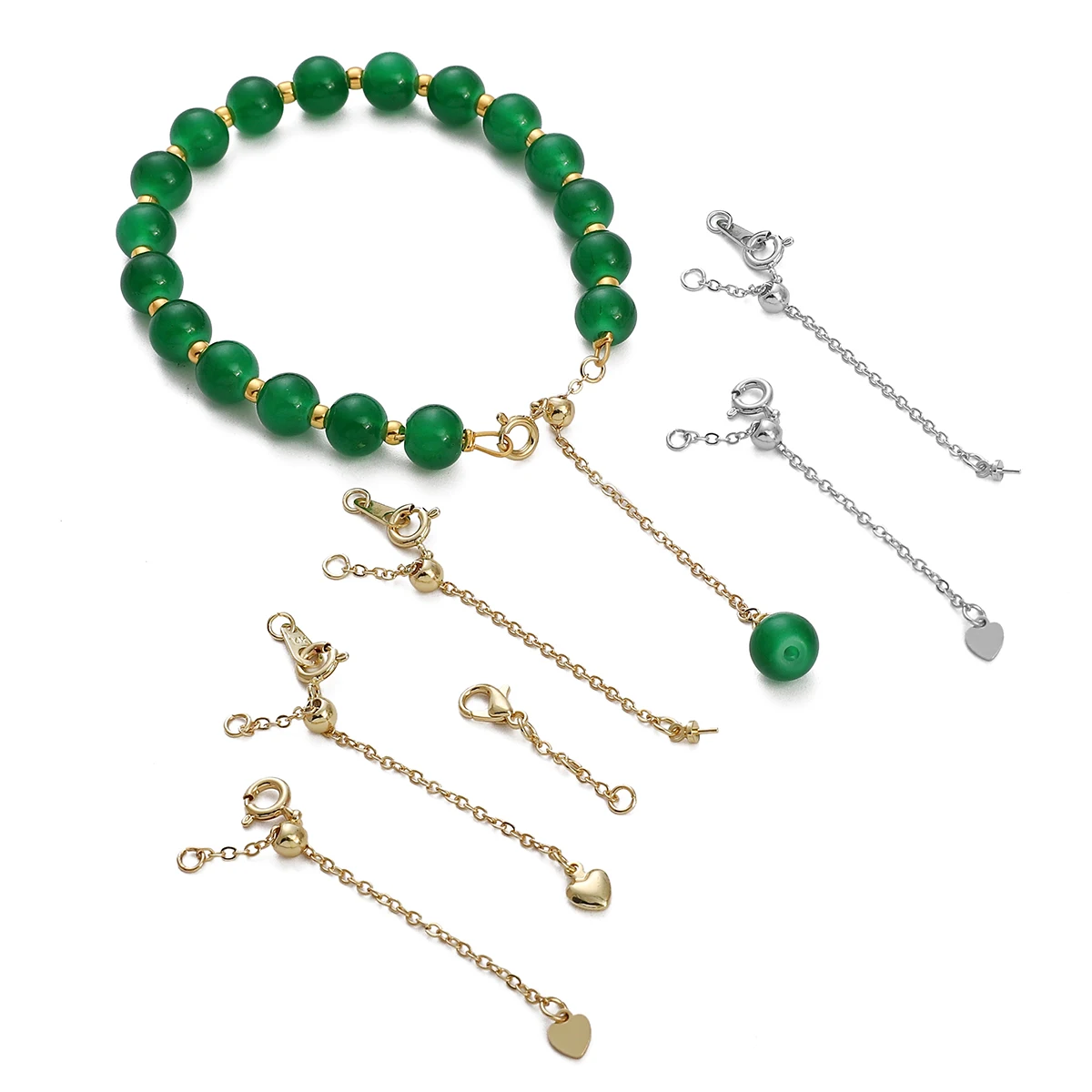 1Pcs 14K Gold Plated Brass Adjustable Lobster Spring Clasp with Extend Chain for Bracelet Necklace DIY Jewelry Making Findings
