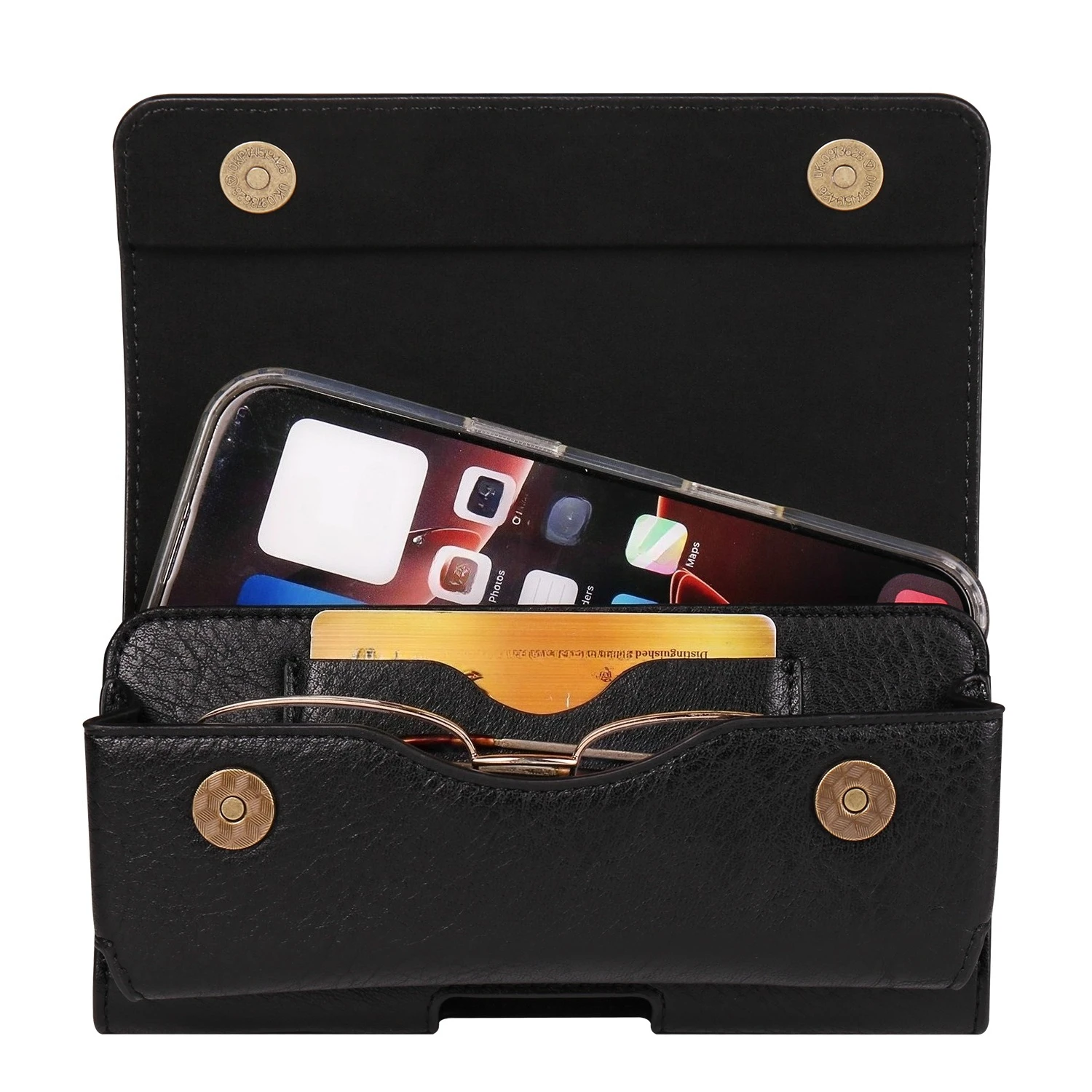 Men'S Double-Layer Waist Bag with Magnetic Closure -  Large Capacity Phone & Glasses Holder, Faux Leather Belt Bag