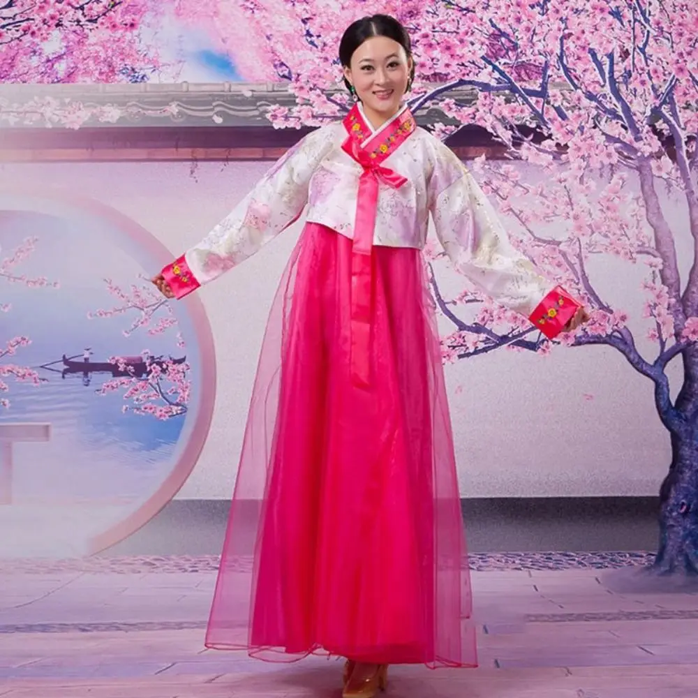 

Dae Jang Geum Традиционная корейская одежда с вышивкой в этническом стиле Корейское платье ханбок Ретро Многоцветный сценический танцевальный костюм