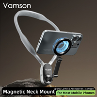 Vamson Silicone Magnetic Neck Hold Mount for Mobile Phone iPhone 15 Huawei Samsung Anti-shake Lanyard Strap Bracket Accessories