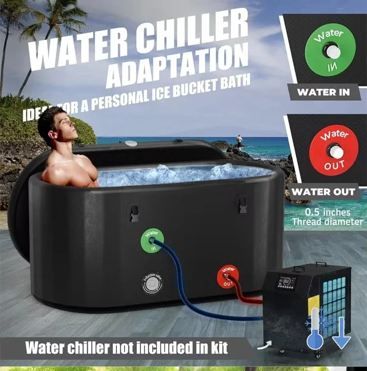 LOW PRICE FACTORY Home Therapy Cold Plunge Recovery Pod with Cooler Chiller Oval Ice Bath Inflatable Bucket Icebath