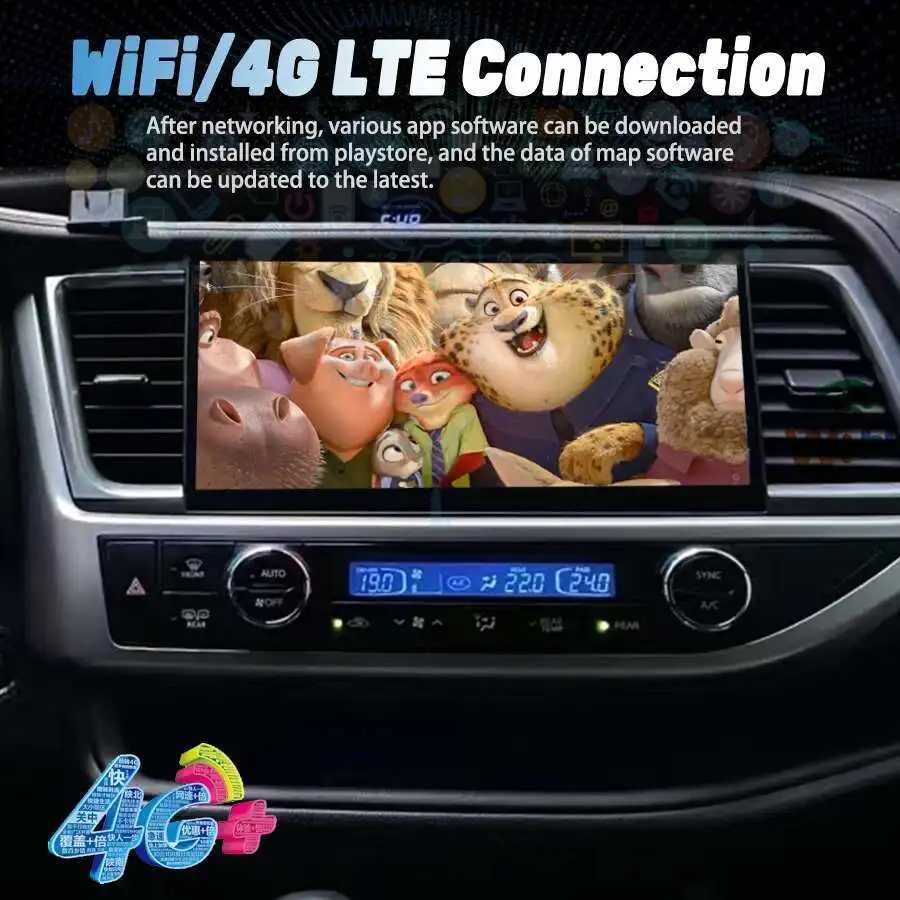 Pantalla de 12,3 pulgadas para coche Android 14, Radio GPS, navegación estéreo para Toyota Highlander 3 XU50 2013-2018, reproductor de vídeo Multimedia CarPlay
