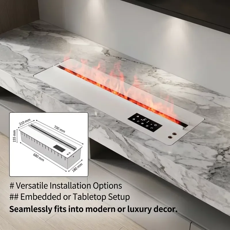 For Fully Automatic Water-filling 3D Atomizing Fireplace Flame Humidifier Remote Control Steel Material Modern Luxury Hotel