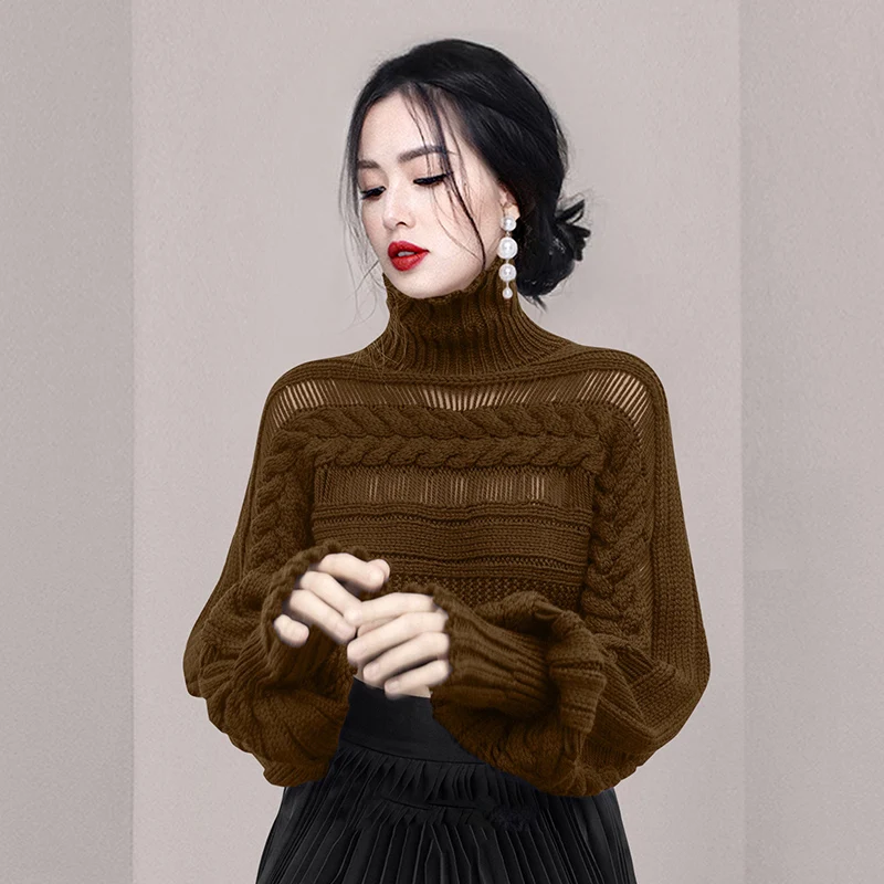 Knitted Pullover sweater Women 2023 New Autumn Winter Female Jumper Ladies Purple Turtleneck Sweaters pull sueter mujer