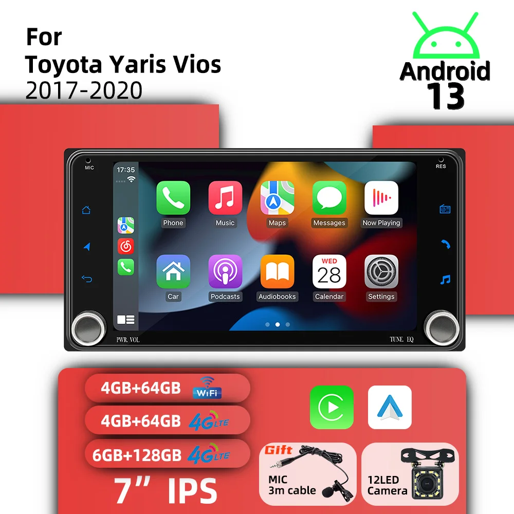 7 "شاشة لاسلكية Carplay Autoradio 2Din أندرويد راديو السيارة الوسائط المتعددة لتويوتا يارس فيوس 2017-2020 رئيس وحدة نظام تحديد المواقع ستيريو