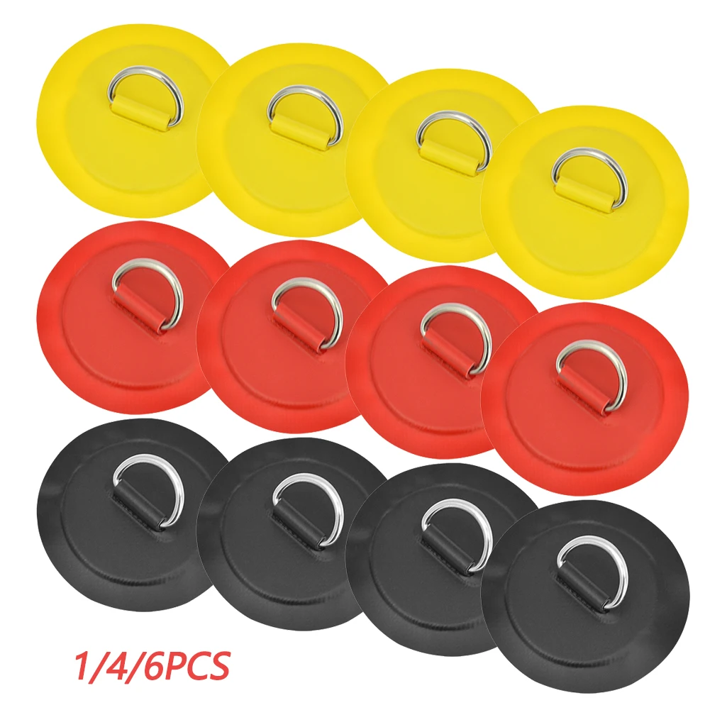 1/4/6Pcs 8cm D-Ring Patch Stand Up Paddle Ring Patch Round Shape SUP D-Ring Patch D-Ring PVC Patch for Inflatable Boat Kayak