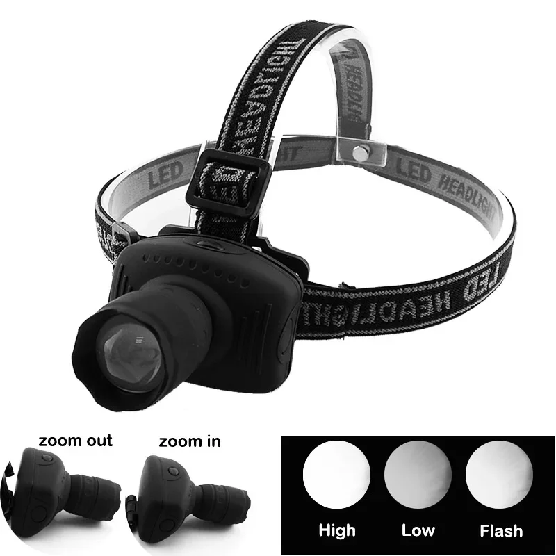 Frontale Mini Headlamp Flashlight Outdoor High Bright LED Headlight Lantern for Camping Zoomable  Light LED Adjustable Focus