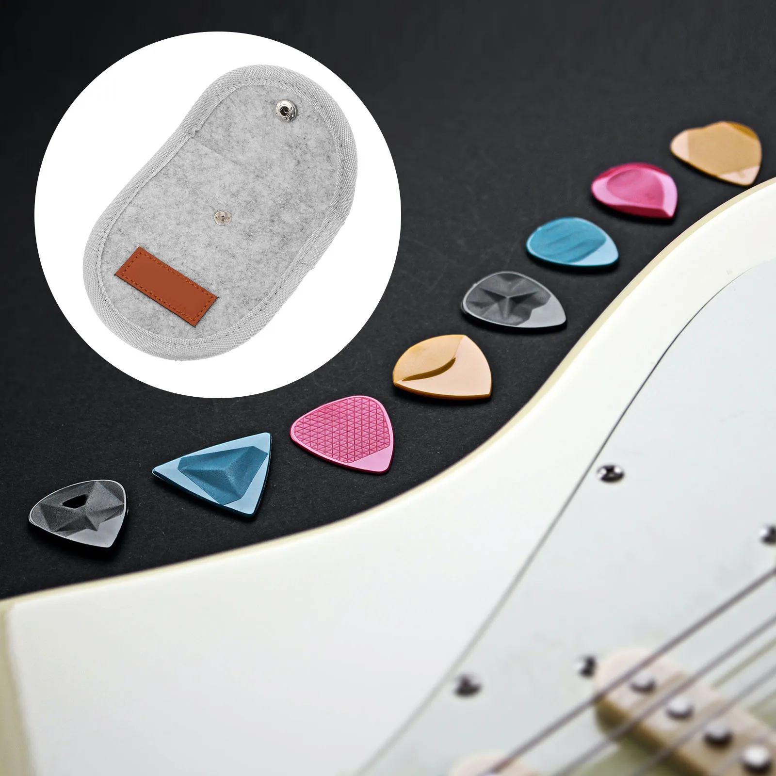 

Electric Plectrum Storage Pouch Pick Bag Guitar Picks Container Grey Felt Holder