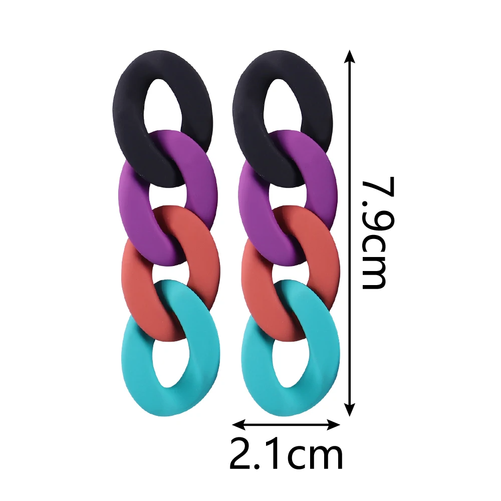 FishSheep Trendy Acrylic Long Link Chain Earrings for Women Resin Bohemian MultiColor Hanging Drop Earring Teens Fashion Jewelry