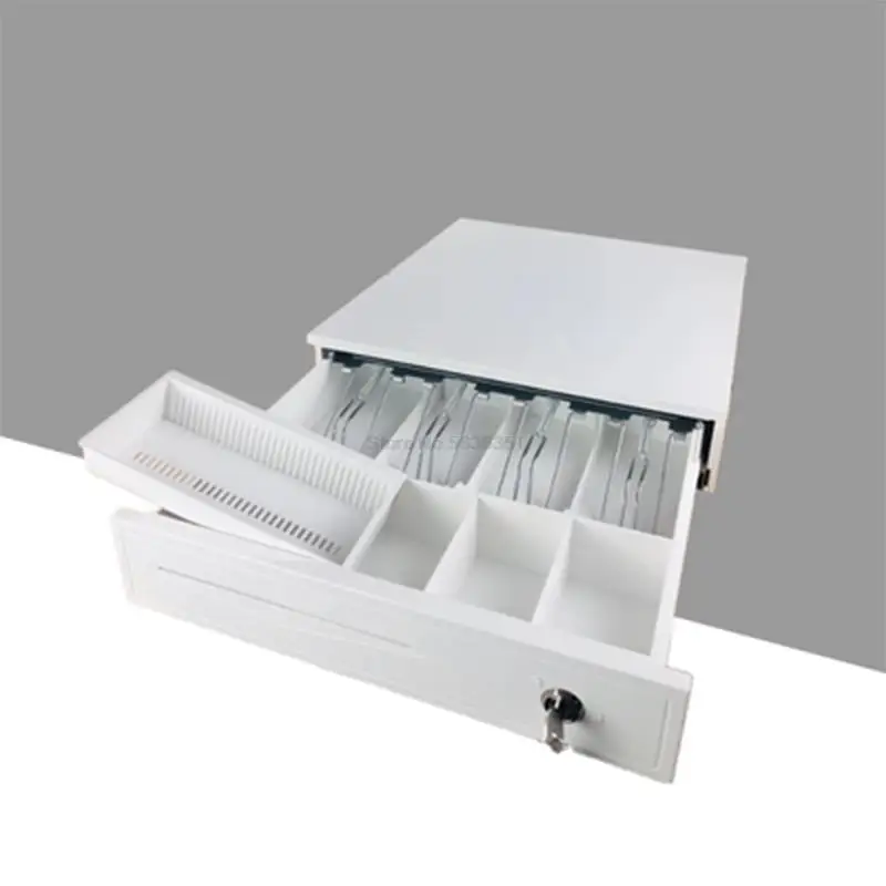 Removable Cash Drawer Box With RJ11 Key Three-gear Lock 5 Grid Coin+ 4 Bill Tray With Clip Supermarket Classify Organizer