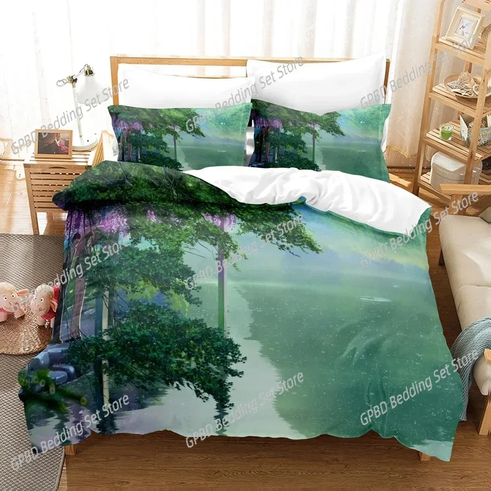 

Luxury New 3D Print Japan Movie The Garden of Words Bedding Sets Duvet Cover Set Twin Full Queen King Bedclothes Bed Linen