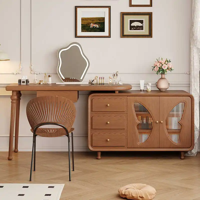 Luxury Box Girl Dresser Eithe Drawers Bedroom Large Women Wooden Dressing Table Storage Mirror Schminktisch Bedroom Furniture