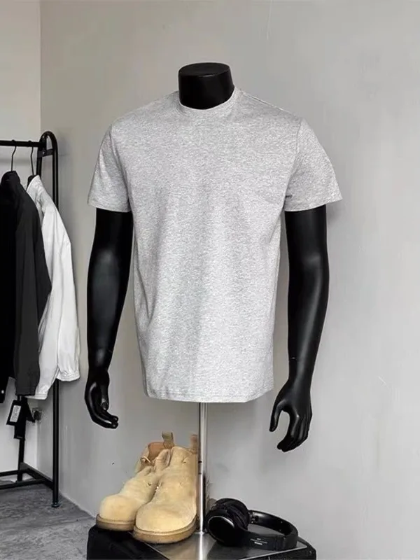 

Мужская летняя футболка из ледяного шелка с коротким рукавом, плотная, спортивная, с круглым вырезом, стандартной длины, однотонная