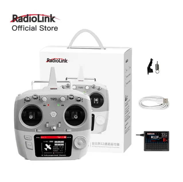 Radiolink T12D 2.4Ghz 12 Fully-proportional Channels Transmitter with Receiver R12F Remote Control for Drone Aircraft Boat